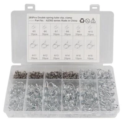 285 piezas clips de resorte de doble cable de 5-18 mm abrazadera de tubo de manguera de aceite para línea de combustible de motocicleta Foto 1 de 4