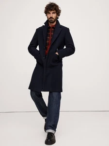 Banana Republic M Medium Italian Melton Topcoat Navy Blue NWT! #572205 - Picture 1 of 4