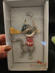 VINTAGE GOLF CAT CHRISTMAS TREE ORNAMENT BY SANTAS WORLD KURT S. ADLER GOLFERS - Picture 1 of 7