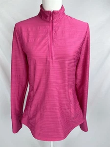 Tommy Bahama Golf Shirt Women Medium Pink Long Sleeve Tennis 1/4 Zip Performance - Picture 1 of 6