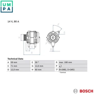 ALTERNATOR 0 986 042 000 FOR FIAT MAREA/Weekend SIENA MULTIPLA BRAVO STILO 1.6L - Picture 1 of 9