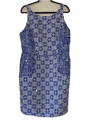 Julian Taylor геометрический мод 60-х Shift синий платье без рукавов новый с Ярлыками 16 - Изображение 1 из 4