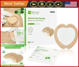 Sacrum Foam Dressing for Ulcers & Bed Sores, 7"x7", High Absorbency, 5 Pack - Picture 1 of 8