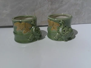 Lote de 2 mini macetas de cerámica verde elefante - Imagen 1 de 9