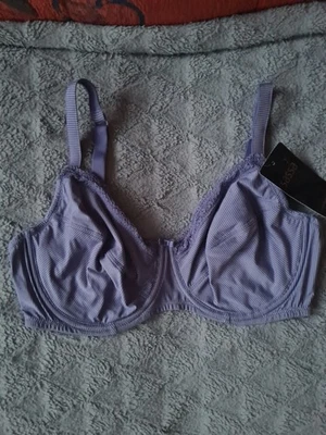 Sassa Bügel BH, kräftiges Flieder 85 C, fein gestreift, neu mit Etikett - Bild 1 von 4