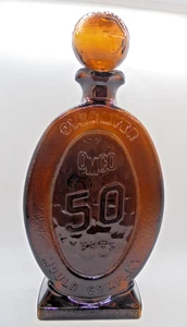 Overmyer Mould Company 50 Jahre Feier Braunglas Flasche mit Globus Stopfen - Bild 1 von 11