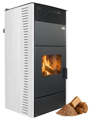 FUEGO Kaminofen Antes Country Hybrid Holz Pellet wasserführend Holz Weiß 20-34kW - Bild 1 von 4