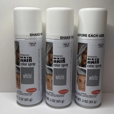 Juego de 3-Goodmark Spray Temporal Color de Cabello - BLANCO 3 OZ Disfraz o Halloween Foto 1 de 2