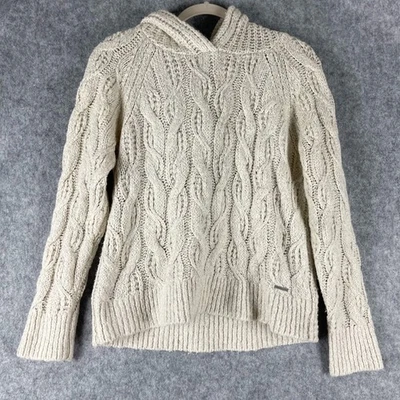 Suéter Abercrombie Fitch Mujer Grande Crema Con Capucha Tejido con Cable Grueso Pescador Foto 1 de 4