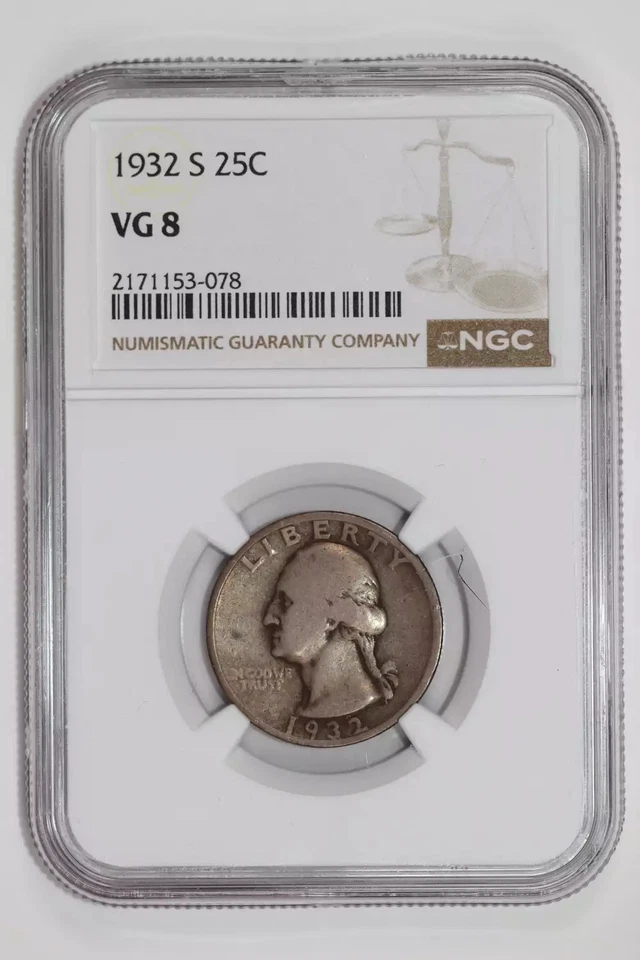 1932-S WASHINGTON QUARTER NGC VG8 - Image 1 of 2