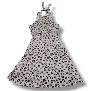 New GORLYA Dress Size 13-14Y Girls High Neck Halter Dress Sleeveless Leopard NWT - Picture 1 of 7