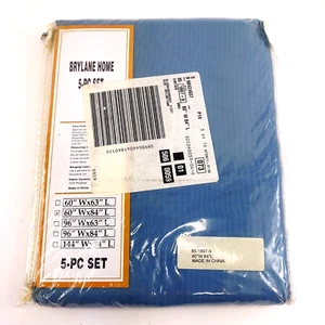 Brylane Home Sheer Voile 5 Piece One-Rod Curtain Valance Set 60 x 84 Smoke Blue - Picture 1 of 8