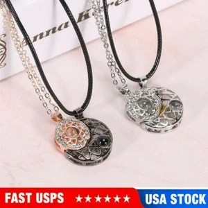 Pair Magnetic Couple Sun Moon Pendant I LOVE YOU in 100 languages Lover Necklace - Picture 1 of 14