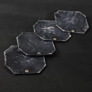 Distressed Leather Coasters set. Octagonal 4 inches. Black - Picture 1 of 3