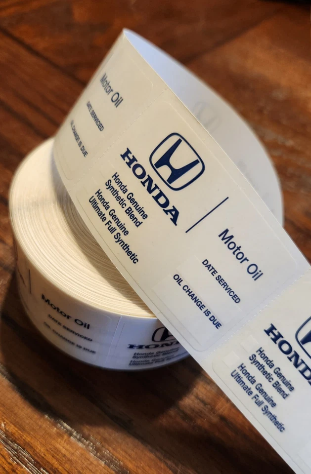 Adesivos de troca de óleo de manutenção OEM Honda Qtd. 10 Accord Civic Crv Pilot Passport - Imagem 1 de 1