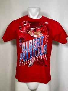 Albert Pujols #5 Los Angeles Angels MLB Adidas Crew Neck Red T-Shirt Men's XL - Picture 1 of 12