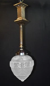 Pendant light antique Edwardian silver plate rare vintage lighting Opaline shade - Picture 1 of 18