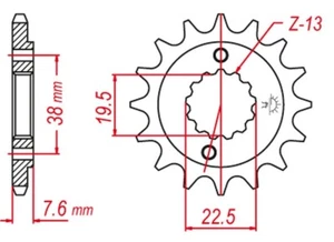 GROSSKOPF FRONT SPROCKET 2116 15 SUZUKI LTR 450 '06-'10, LTZ 400 '03-'12, RMX 45 - Picture 1 of 1