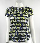 Peter Pilotto For Target Top Sz Xs Black Blue Neon Yellow Printed Blouse Womens