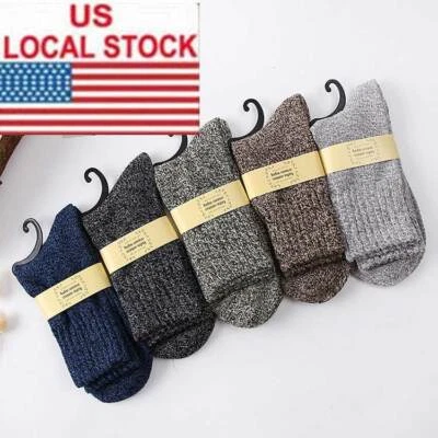 5 Pairs Men's Wool Mixture Angora Cashmere Warm Soft Thick Casual Soft Socks USA - Image 1 of 4