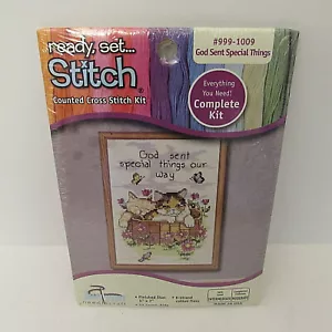 Janlynn Counted Cross Stitch Kit God Sent Special Things Cats 5x7 New - Picture 1 of 3