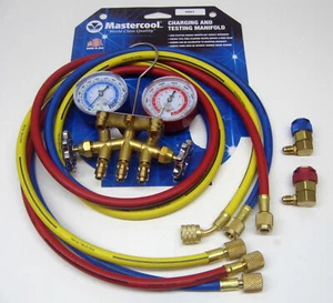 66661 Mastercool Automotive R134a Manifold w/ 60" Charging Hoses & Quick - Picture 1 of 3