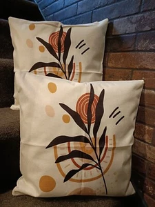 Abstract Linen Blend 45x45cm New Set Of 2 Cushion Covers - Picture 1 of 8