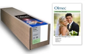 Olmec 240 g/m² Photo SATIN 44" 1118 mm x 30 mtr rouleau de papier jet d'encre OLM64R44 Inc TVA - Photo 1/1