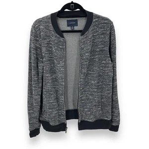 Lands End Womens Size Medium Knit Zip Cardigan Sweater Bomber Jacket Cotton Wool - Picture 1 of 14