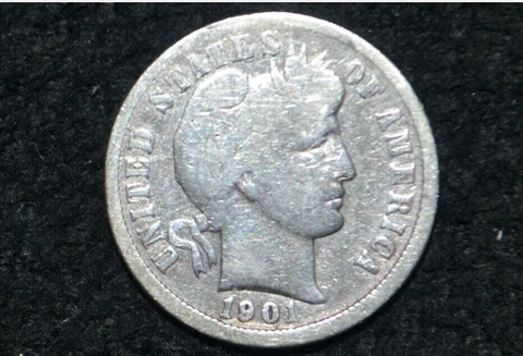1901-O Barber Dime ** 90% Silver * VG details ** FREE SHIPPING Cover