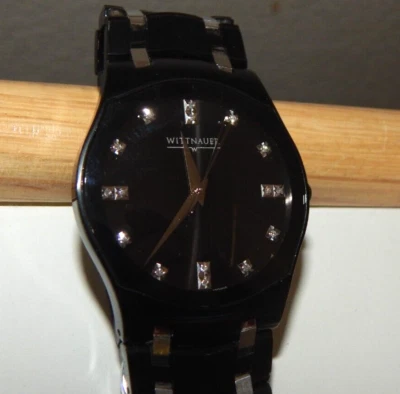 Men Wittnauer Montserrat 16 Diamond Black Stainless Sapphire 37mm Watch C9671400 - Image 1 of 4