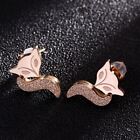 Fashion Design Titanium Frosted Fox Rose Gold Earrings