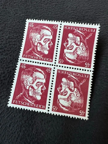 1944 OSS Futsches Reich Hitler skull 45pf tete-beche MNH Reproduction Stamp sv Cover