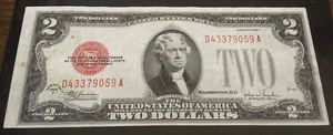 1928 F $2.00 TWO DOLLAR RED SEAL NOTE light circulated DA block wide left margin - Picture 1 of 2