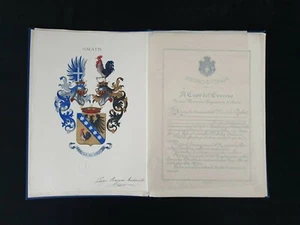 Benito Mussolini El Duce Firmado Documento Real Cartas Patente Escudo Armas Realeza - Imagen 1 de 12
