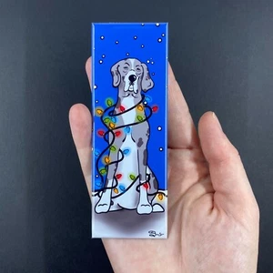 Merle Great Dane Dog Christmas Light Magnet Handmade Holiday Decor Natural Ears - Picture 1 of 12