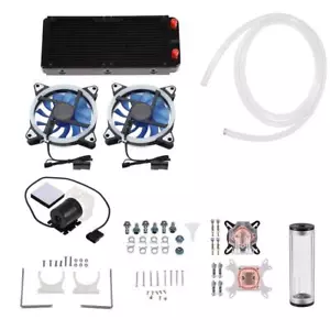 DIY PC Water Cooling Kit 240mm Pump Cylindrical Reservoir CPU GPU Block LED Fan - Bild 1 von 12