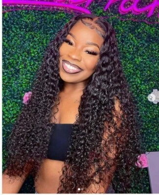 Brazilian Lace Front 100% Remy Human Hair Wig Wave Pre Plucked Glueless Black US - Image 1 of 4