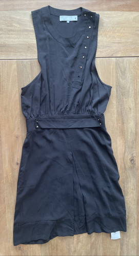 Alexander Wang abito blusa smanicato seta donna taglia 6 nero tasche mini