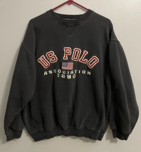 Vintage 1990’s US Flag Polo Association Sweatshirt Mens Embroidered Navy Blue XL - Bild 1 von 6