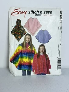 McCalls Sewing Pattern M4898 Poncho Girls Child Teen Size M-XL - Picture 1 of 5