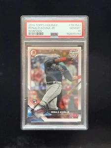 Tarjeta de béisbol 2018 Topps Holiday Bowman Ronald Acuña Jr PSA 10 GEM MT novato radiocontrol - Imagen 1 de 2