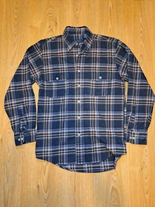 Plaid Izod Jeans Dress Shirt Mens Small 15-32 Cotton Black Brown Flannel - Picture 1 of 6