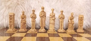 Chess Sherlock Holmes Ivory 10cm King Vintage Set & Burgundy. Board NOT Included - Picture 1 of 11