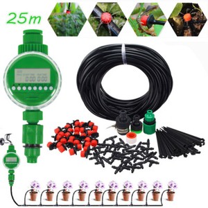 25m Automatische Timer Bewässerungssystem Micro Drip Garten Bewässerung Kit DE
