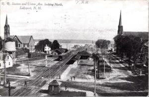 Estación de tren con vista aérea y Union Avenue Lakeport New Hampshire 2330 - Imagen 1 de 2