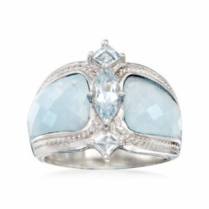Fashion 925 Silver Wedding Ring Women Marquise Aquamarine Jewelry US Size 6-10