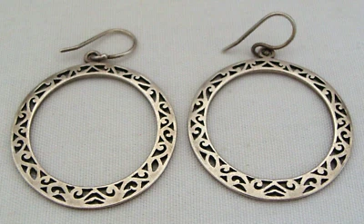 Silpada W1980 Sterling Silver Filigree Round Hoop Dangle Earrings - Image 1 of 4