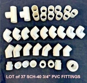Lot of 37 Assorted 3/4" SCH 40 PVC Fittings Plumbing [Value $37.87] - Picture 1 of 4