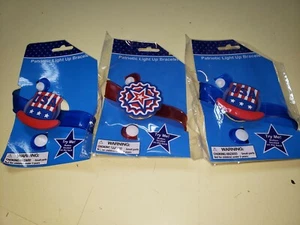 Lot Of 6 Light Up Patriotic Bracelets One Size Red White Blue - Picture 1 of 1